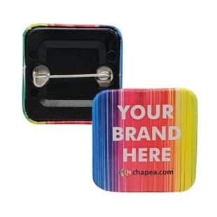 Chapas personalizadas cuadradas de alfiler - 32 mm, Brillo